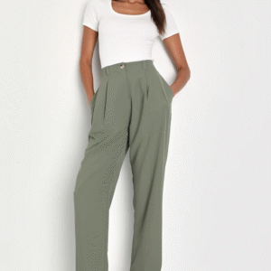 Sophisticated Company Sage Green Straight Leg Trouser Pants