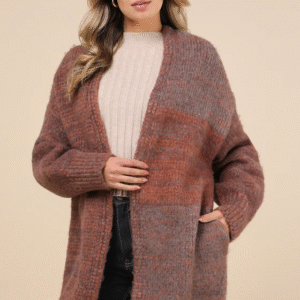 Frosty Day Fave Brown Marled Oversized Cardigan