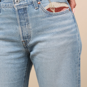 501 90's Ankle Light Wash Embroidered Straight Leg Jeans