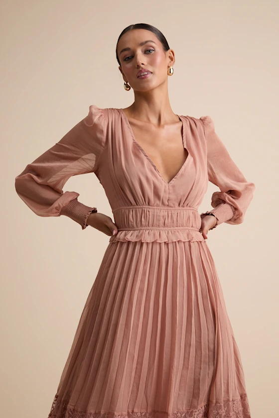 2597171_2_01_hero_Retakes_2025-08-07 Cambree Mauve Pink Pleated Blouson Sleeve Lace Midi Dress