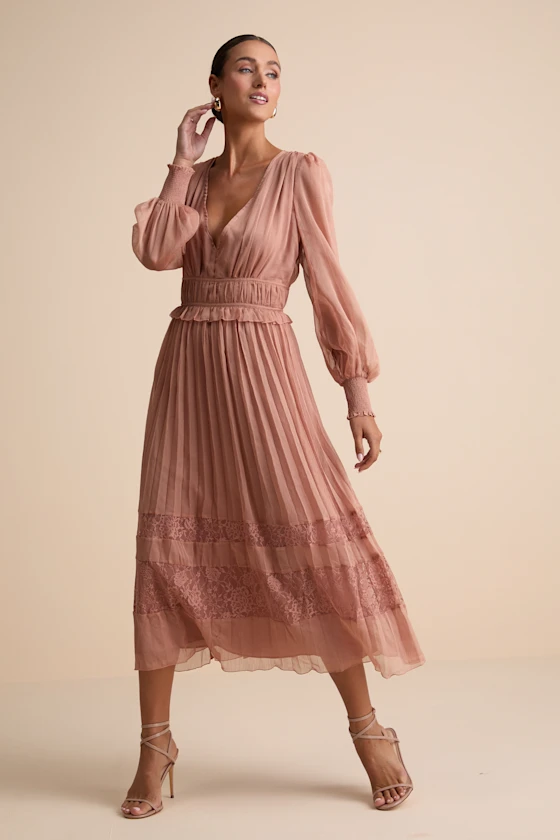 2597171_2_04_side_Retakes_2025-08-07 Cambree Mauve Pink Pleated Blouson Sleeve Lace Midi Dress - Image 3