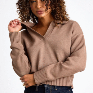 Cozy Forecast Light Brown Collared Pullover Sweater