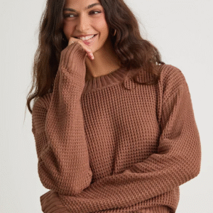 Campfire Cozy Light Brown Cropped Sweater