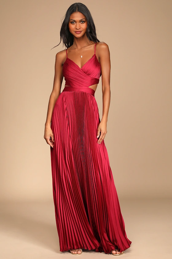 8394681_1679576 Got the Glam Wine Red Pleated Cutout Maxi Dress